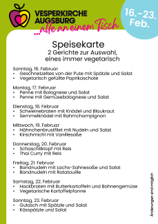 Speisekarte vom 17. bis 23. Februar